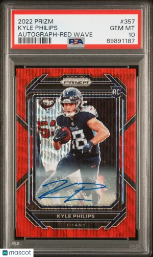 2022 Panini Prizm Kyle Philips Autograph Red Wave PSA 10