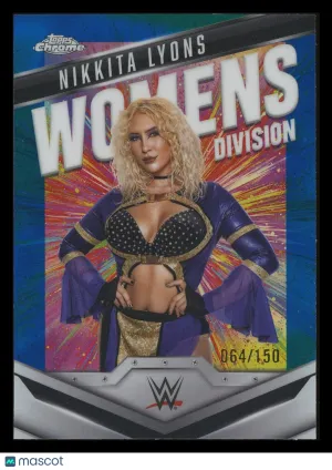 Nikkita Lyons 2025 Topps Chrome WWE #WD-NIK Blue Refractor 064/150 NXT