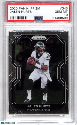 2020 Panini Prizm Jalen Hurts Rookie #343 PSA 10 Philadelphia Eagles