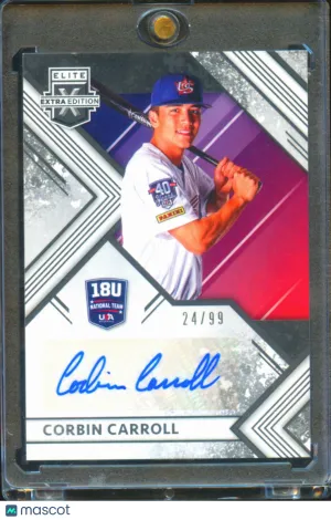 Corbin Carroll 2018 Panini Elite Extra Edition Auto 18U-CC 24/99 Baseball Card