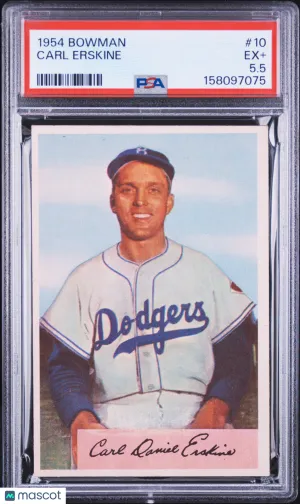1954 Bowman Carl Erskine #10 Brooklyn Dodgers PSA 5.5