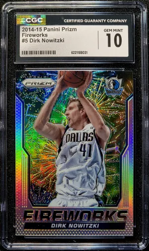 2014 Panini Prizm Fireworks Dirk Nowitzki #5 Silver Prizm CGC 10 Gem Mint
