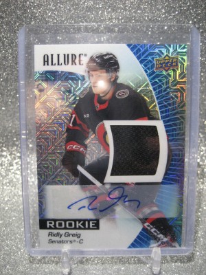 2023-24 Allure Blue Line Auto Jersey 56/75 Rookie Ridly Greig #141
