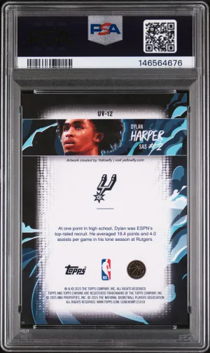 Graded 2025 Topps Chrome Ultra Violet UV-12 Dylan Harper PSA 8 Basketball Card back