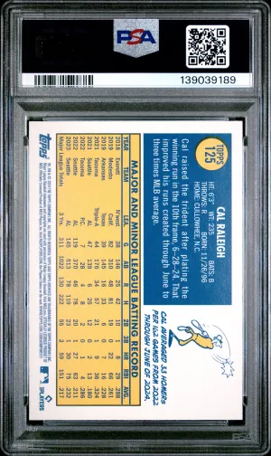 2024 Topps Archives Cal Raleigh #125 Foilboard PSA 10 back