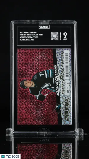 /99 24-25 Credentials Debut Ticket Access Macklin Celebrini #111 Horizontal Red