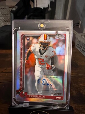 2025 Topps Chrome #RA-EE Emeka Egbuka Chrome Rookie Autographs Refractor #/499