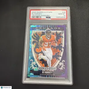 2025 Panini Rookies & Stars Rj Harvey #26 Pandora / Parallel/Variety Rookie Insert PSA 10