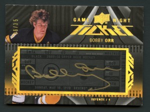2009-10 UD Black Bobby Orr Game Night Ticket Autograph /35 GN-BO