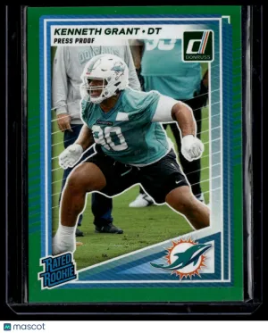 2025 Panini Donruss Kenneth Grant #370 Press Proof Green Rookie