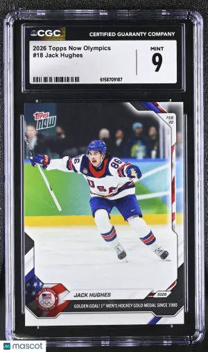 2026 Topps Now Olympics Jack Hughes #18 CGC 9 USA