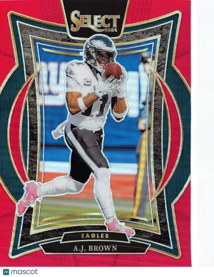 2025 Panini Select A.J. Brown Red Prizm #2 Philadelphia Eagles