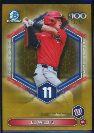 Eli Willits 2026 Bowman Chrome #BTP-11 Scouts Top 100 Gold Refractor /50