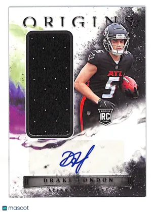 2022 Panini Origins Football Drake London Patch Autograph Rookie RC Memorabilia #162 Atlanta Falcons