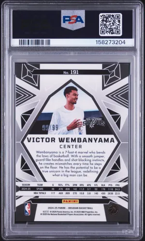2024 Panini Obsidian Victor Wembanyama #191 Electric Etch Bronze Flood back