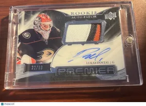 2022-23 LUKAS DOSTAL UPPER DECK UD PREMIER RC 3 COLOR PATCH AUTO /99