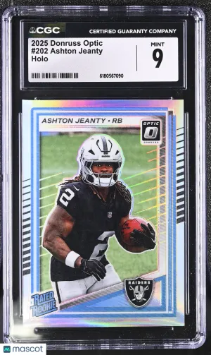 2025 Donruss Optic Ashton Jeanty Holo Rookie #202 CGC 9 Las Vegas Raiders