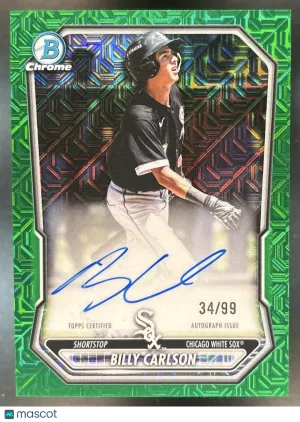 Mega Box Billy Carlson Chrome Prospect Autograph Green Mojo Refractor #BMA-BC Chicago White Sox