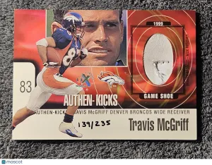 1999 SkyBox E-X Century Authen-Kicks #1AK Travis McGriff /235 Game Shoe