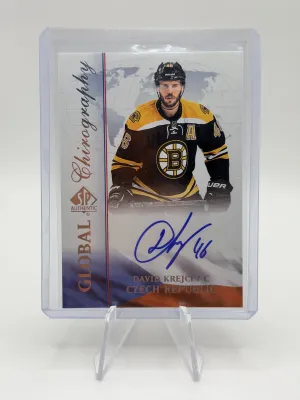 David Krejci| 16-17 UD SP Authentic| Global Chirography| On Card Auto