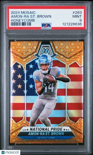 Panini 2024 Panini Mosaic Football—Amon-Ra ST. Brown #263 Honeycomb Parallel/Variety—PSA 9