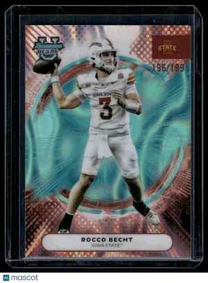 2025 Topps Bowman U Best Aqua Lava Football Card #38 Rocco Becht Iowa State /199
