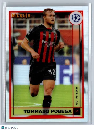 Tommaso Pobega Soccer Card 2022-23 Topps Merlin Chrome UEFA Club Competitions Refractor #4 AC Milan