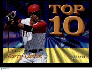 2026 Panini Decades 90s Pop Culture Barry Larkin #T10-BL Top 10 Yellow SN