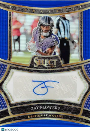 2025 Panini Select Zay Flowers Blue Autograph /149 #SP-ZFS Baltimore Ravens