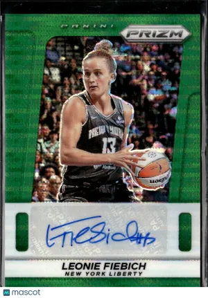 Leonie Fiebich 2025 Panini Prizm Auto Green /25 New York Liberty
