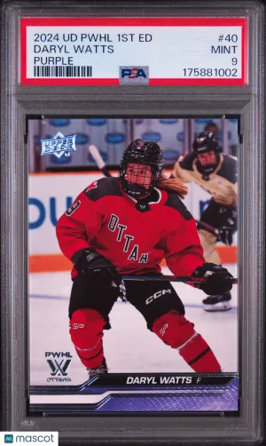 2024 Upper Deck PWHL 1st Edition Daryl Watts #40 Purple SP Rookie PSA 9