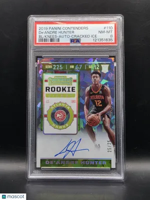 2019 Panini Contenders De'andre Hunter BL Knees Auto Cracked Ice PSA 8