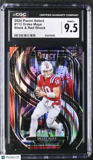 2024 Panini Select Drake Maye Black & Red Shock Rookie #113 CGC 9.5 New England Patriots