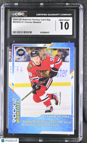 2024 UD Nat'l Hockey Card Day Connor Bedard Rookie #NHCD-31 CGC 10 Chicago Blackhawks