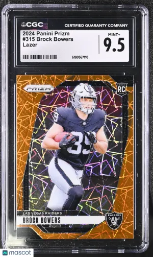 2024 Panini Prizm Brock Bowers Lazer Rookie #315 CGC 9.5 Las Vegas Raiders