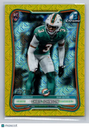 2026 Bowman Mega Box Chris Johnson #BCV-152 Yellow Rookie 005/275 Miami Dolphins