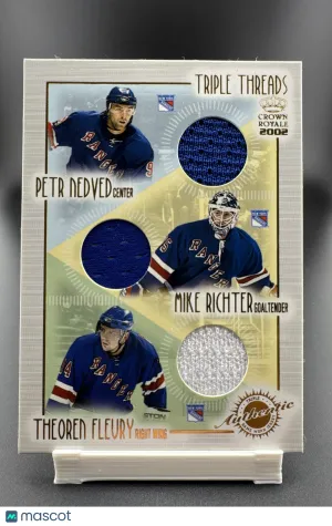 2001-02 Pacific Crown Royale Theoren Fleury Petr Nedved Mike Richter #15 [Base] Memorabilia Insert