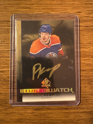 2024-25 SP Authentic Phil Kemp Rookie Future Watch Gold Ink Auto SSP Oilers #115