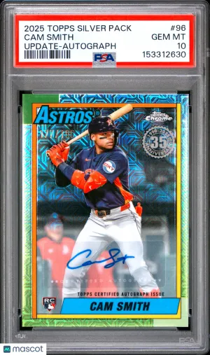 2025 Topps Update Silver Pack 1990 Chrome Promo Cam Smith #96 Autograph /199 PSA 10