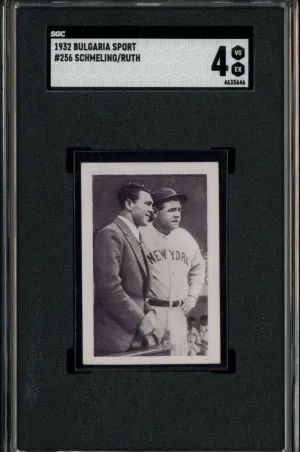 1932 BULGARIA SPORTS PHOTO #256 BABE RUTH & MAX SCHMELING) SGC 4