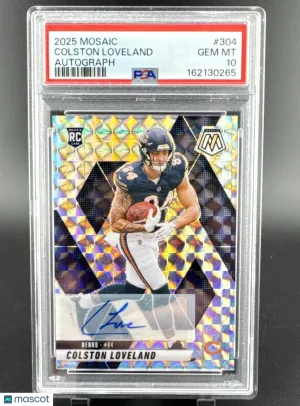 2025 Panini Mosaic Colston Loveland #304 Mosaic Prizm Autographs Parallel/Variety Rookie Base Set PSA 10