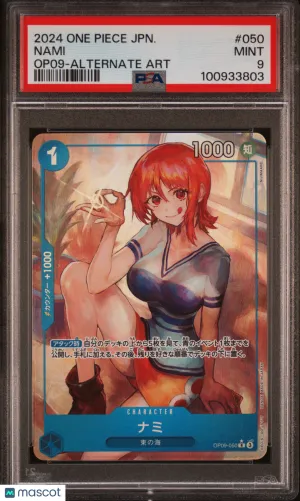 2024 One Piece Japanese Op09-Emperors In The New World Nami Japanese Alternate Art PSA 9 #050