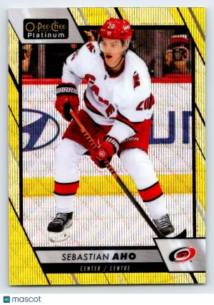 2024 O-Pee-Chee Platinum Sebastian Aho #92 Neon Yellow Surge