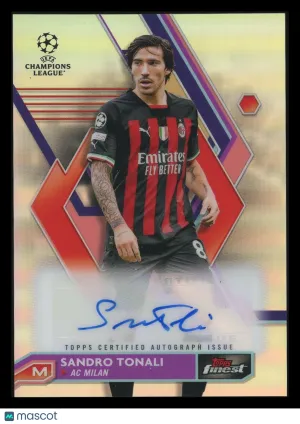 Sandro Tonali 2022 Topps Finest UEFA Club Competitions #A-ST Autograph AC Milan
