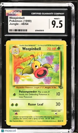 Weepinbell 1999 Pokemon Jungle Low Pop CGC 9.5 #48/64