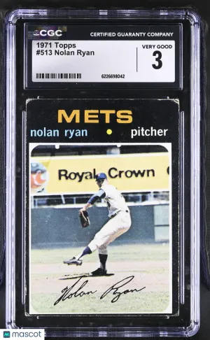 1971 Topps Nolan Ryan #513 CGC 3 New York Mets