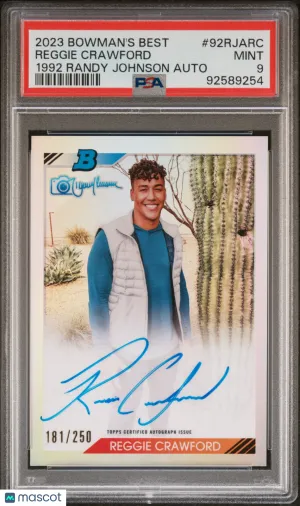 2023 Bowman's Best 1992 Bowman By Randy Johnson Autographs Reggie Crawford 181/250 PSA 9