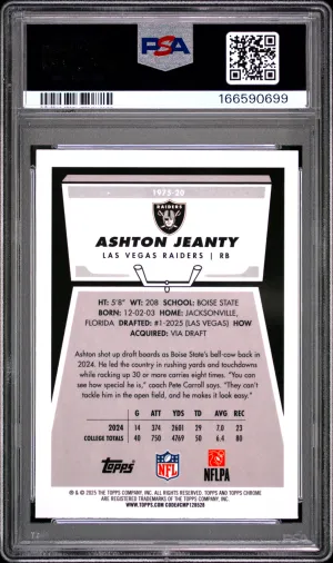 2025 Topps Chrome 1975 Topps Ashton Jeanty #20 Aqua Refractor /199 POP 4 back