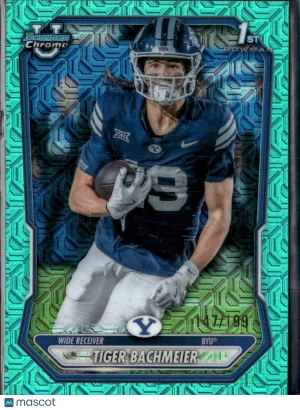 2025 Bowman Chrome University Football Tiger Bachmeier #BCP-27 Teal Mojo Refractor