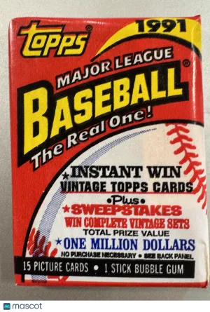 1991 Topps Baseball 1 Stick Bubble Gum